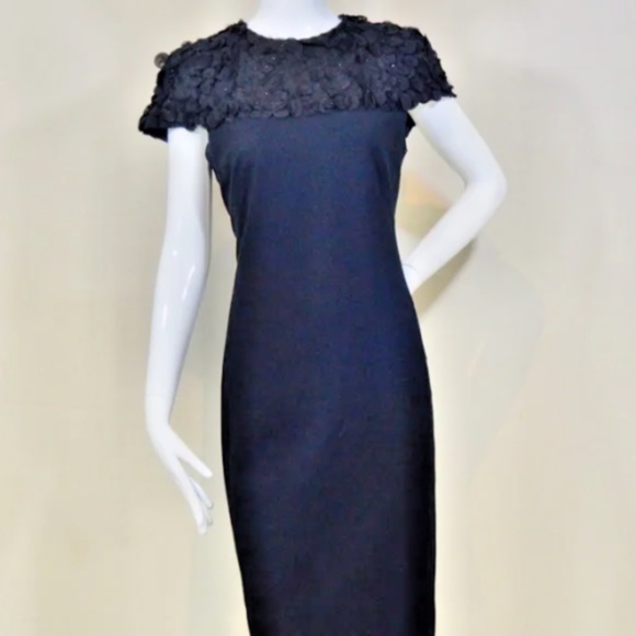 Akris Punto Black Beaded Appliqué Cocktail Dress  Size  6– Switzerland 🇨🇭 - Picture 10 of 16